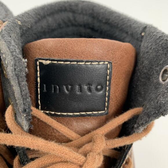 Invito Faux Leather Work Hiking Boots Size 44 EUR 10 US Mens Brown Black Lined